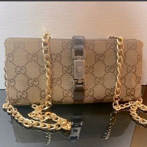 Authentic, Vintage Gucci GG Monogram Logo Wallet & Crossbody Bag